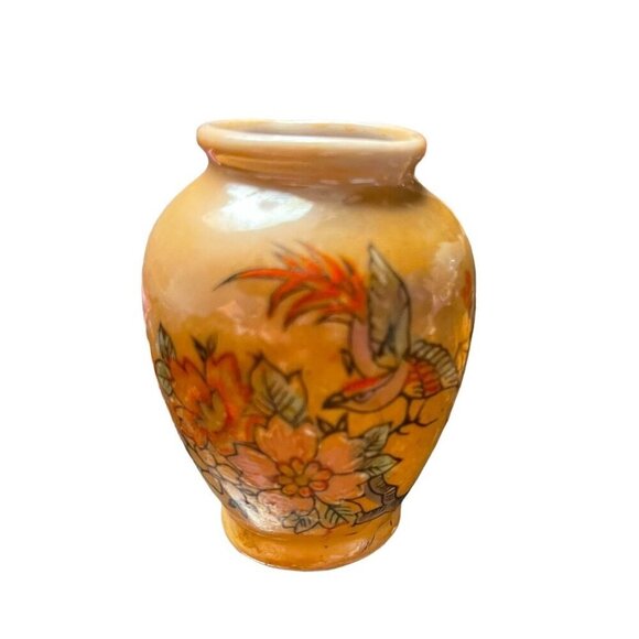 Vintage Hand-Painted Floral & Birds Mini Porcelain Vase Made In Occupied Japan - Picture 1 of 9